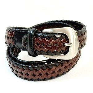 Men's Woven Brown Belt Outlined in Black - Size 36